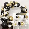 Serie Oro Negro de Amazon Transfronteriza Set de Globos Tema Cumpleaños Cadena de Globos Combinación Decoración Arreglo para Fiesta Festiva