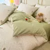 Juego puro de algodón de cuatro piezas, funda nórdica 100% algodón, sábana bajera y sábana encimera, juego de ropa de cama, adecuado para dormitorios de estudiantes, juego de tres piezas