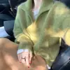 Suéter com Gola Verde para Mulheres no Outono e Inverno, de Alto Padrão, Macio e com Toque Aveludado Elegante, Peça de Tricô Única e Bonita