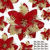 Flores de Natal Modelo Novo 2025, Flores Artificiais, Decorações de Árvore de Natal com Pó Dourado, Acessórios, Guirlandas, Enfeites Pendentes, Fabricante Transfronteiriço