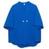 Tops de Diseño Trendy Japoneses y Coreanos, Camisas Waffle a Cuadros para Hombre de Negocios, Chaquetas Artísticas Estilo Traje Estilo Japonés
