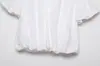 Venta al por mayor Verano 2026 Nuevos Productos Estilo Europeo y Americano Ropa para Mujer Cuello Solapa Cuello en V Manga Corta Camisa Blanca Abullonada 26206