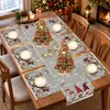 Venda Quente Transfronteiriça Jogo Americano Caminho de Mesa Tema de Natal Atmosfera Festiva Decoração Jogo Americano à Prova de Manchas Jogo de Mesa Caminho de Mesa Em Estoque