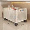 Estante de almacenamiento debajo del mueble del baño, carrito de baño, cesta de almacenamiento para detergente y polvo de lavandería, cesta para ropa sucia debajo del lavabo