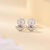 . Yuebao Jewelry Moneda de Cobre Lingote de Plata de Ley S925 Calcedonia Blanca Bolsa de Dinero Pendientes Pequeños Exquisitos Creativos Tendencia Nacional