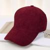Boné de Baseball Placa Leve Feminino Outono e Inverno Acolchoado Quente Cor Sólida Veludo Cotelê Estilo Coreano Versátil Mostra o Rosto Chapéu Pequeno