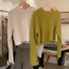 Moda Feminina Dongdaemun Coreana Outono 2026 Novo Simples Fresco Versátil Cor Sólida Gola Redonda Suéter de Tricô Top Tendência