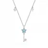 Pendientes de Cruz Zirconia Pino Azul Edén Estelar, Collar de Moda Niche Dulce Fresco Elegante Exquisito de Gama Alta para Mujer