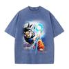 Camiseta de estilo americano de marca de moda, estilo retro, estilo nacional, informal, combinable, de manga corta, con elementos secundarios periféricos de Dragon Ball.