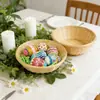 Cesta de Bambú Tejida a Mano Bol de Bambú Cesta Redonda para Escurrir Frutas y Verduras de Cocina Cesta Redonda de Almacenamiento Cesta para Snacks Cesta para Pan