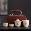 Juego de Té Kung Fu de Viaje Horno Dingge Tetera Cerámica Portátil para Viajes al Aire Libre Regalo de Negocios