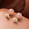 Pendientes de Flor de Camelia Estilo Francés Dos Formas de Usar con Perlas Rosas Bolas Aguja de Plata 925 Pendientes de Nicho Lujo Accesible Pendientes Elegantes