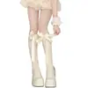 Meias Femininas de Verão Estilo Fresco com Laço Jk Lolita Meias Doces Finas Meia-Panturrilha Meias Femininas