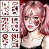 Pegatinas de tatuaje facial de Halloween, heridas sangrientas realistas, globos oculares, dientes, pegatinas de cicatrices, maquillaje para fiestas, accesorios de ambiente