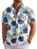 Camisa Casual de Moda Hawaiana de Estilo Nuevo para Hombre, Transfronteriza Europea y Americana, Impresión Digital 3D, Manga Corta, Fábrica de Origen