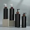 Frasco de Pressão Cilíndrico 500ml para Hotel Transfronteiriço Frasco Recarregável Frasco de Loção Pet Marrom Frasco de Gel de Banho Frasco de Shampoo