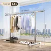 Cabide de Roupas de Aço Inoxidável de Chão Dobrável para Interior Casa Varanda Quarto Varal Retrátil para Secar Roupas e Colchas
