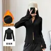 Chamarra de Yoga con Forro de Polar Cuello Alto Cremallera Caliente Ropa de Fitness Otoño Invierno Adelgazante Manga Larga Chamarra Deportiva para Correr Top para Mujer