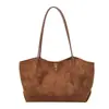 Bolso Melaleuca Retro Otoño Invierno Gran Capacidad Suede Mate Felpa Bolso Tote de Trabajo para Mujer Bolso de Viaje Transfronterizo