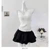 Camisola de Encaje con Retazos y Lazo Dulce y Linda para Mujer, Top Moderno Ajustado Nuevo para Verano 2026 para Mujer