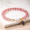 Pulsera de Cristal de Fresa Natural [Piedra Flor de Durazno] Cristal Flor de Durazno Rosa Hielo Cristal Rosa Pulsera Femenina Cristal Rojo Paloma