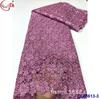 Vestido de tecido vazado respirável com bordado de lantejoulas de renda solúvel em água renda tecido de renda atacado renda francesa