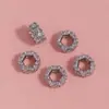 Flor de Rosa Zircônia Anel com Furo Grande Contas Soltas Banhado a Ouro 18K Cor Duradoura Acessórios para Joias DIY Materiais para Miçangas