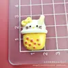 Taza de Té con Leche de Gato Linda de Dibujos Animados Accesorios de Resina para Funda de Teléfono Móvil DIY Agujero para Cuerda de Pasador Hebilla de Zapato Colgante de Joyería