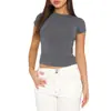 Camisa Casual Feminina Popular Europeia e Americana de Manga Longa para Primavera e Outono Cor Sólida Slim Fit Pulôver Top Roupas de Rua Femininas Camada Base
