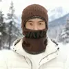 Gorro de Punto Cálido de Invierno para Hombre con Cara Descubierta, Forrado de Felpa y Engrosado, Gorro Integrado a Prueba de Viento Estilo Letra para Ciclismo