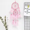 Apanhador de Sonhos de Anel Duplo Pena Joia Decoração de Parede Ornamento Pendurado Artesanal Decoração de Sala de Estar Pingente Presente Criativo