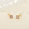 Brincos de Cristal Natural Yuebao Joias Prata Esterlina S925 Ametista Citrino Redondo Facetado Geométrico Stud Disponível em Estoque