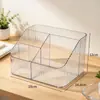 Caja de Almacenamiento Transparente con Patrón de Glaciar para Escritorio Diseño Multicompartimento Caja Organizadora para Maquillaje y Cuidado de la Piel