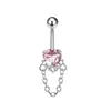 Venta Caliente Transfronteriza Colgante de Flor de Loto con Incrustaciones de Cobre y Zirconia Anillo para Ombligo Clavo para Ombligo Perforado de Acero Inoxidable al por Mayor en Stock Europeo y Americano