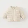 2026 Nova Jaqueta Leve de Penas para Crianças, Forro, Jaqueta Cardigan com Zíper para Meninas, Roupas de Bebê para Outono/Inverno