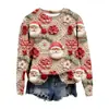 Popular Sudadera Nueva de Otoño e Invierno Transfronteriza Europea y Americana Estampada en 3D para Mujer Navideña Callejera de Moda con Cuello Redondo y Hombro Derecho