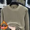Sudadera de Terciopelo Austriaco Rayada Cálida Otoño e Invierno para Hombre Camiseta de Manga Larga con Cuello Redondo Camisa Base Casual Venta Directa de Fábrica en Stock
