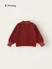 Ropa Infantil Youbao Cardigan para Niñas Grandes Encaje Dulce Tejido para Niñas Grandes 2026 Suéter Rojo con Lazo para Niños