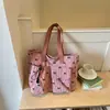 Bolsa de ombro casual de veludo cotelê, com laço moderno, padrão de diamante estiloso, moda outono, bolsa de ombro ou axila simples e moderna