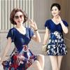 Uma peça de maiô feminino novo grande tamanho conservador slim-looking carne coberta moda estampado coreano praia Hot Spring maiô para a mãe