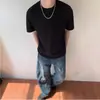 Camiseta de Manga Corta con Textura Rayada para Hombre, Verano de Alta Gama Holgada Casual de Media Manga, Fuente en Stock