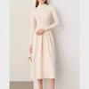 Vestido de Tricô Gola Meia-Alta Estilo Francês para Usar Sob um Casaco, Roupas Femininas Transfronteiriças, Novo Estilo Outono e Inverno, Vestido Suéter Emagrecedor com Ajuste na Cintura