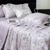 Modelo Nuevo 2026 50% Tencel Lyocell Estampado Digital Colcha de Verano Juego de Cuatro Piezas