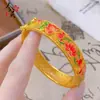 Pulseira de Lótus Esmaltada com Fecho, Bracelete de Lótus, Pulseira Aberta Fashion Retro Banhada a Ouro Cobre