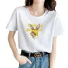 Comércio Exterior Mais Vendido Verão 2026 Camiseta Feminina Manga Curta Casual Base Versátil Estampa Cartoon Tamanho Grande Meia-Manga Top