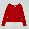 Versão Correta Dongdaemun Coreano 25 Outono Novo Slim Fit Gola Redonda Baixa Cor Sólida Manga Longa Camiseta Básica