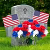Flores Artificiales Día de la Independencia Ramo Conmemorativo Rojo Blanco Azul Cementerio Bandera Americana Día de los Caídos Decoración del Hogar