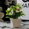 Planta en Maceta de Flor de Rosa Simulada Decoración Decoración Creativa para el Hogar Planta de Plástico Paisaje para Sala de Estar Flor Artificial Planta en Maceta Decoración