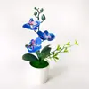 Bonsai de Orquídea Phalaenopsis Artificial Decoração de Casa Filme Simulação Planta em Vaso Flor Artificial Arranjo para Fotografia Planta Verde Vaso Pequeno