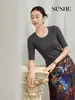 Ropa única y práctica: Suéter de punto multicolor de lana pura, cuello en U, hilo Yangzi de 48 hebras